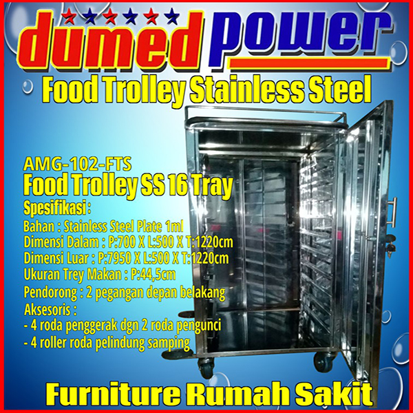 Food Trolley Rumah Sakit ~ Kereta Makan Pasien bahan Plat Stainless Steel