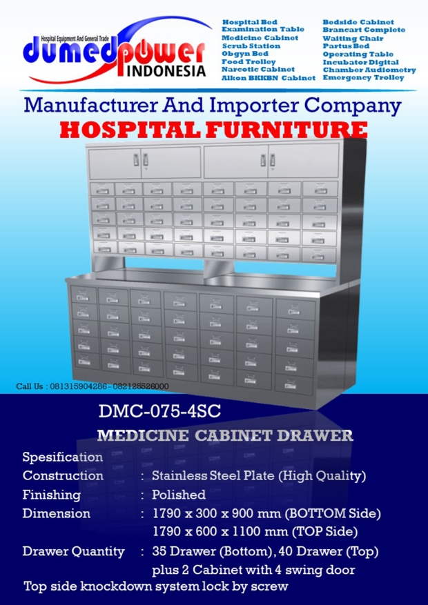 Medicine Cabinet 75 Drawer with Pharmaceutical Table DMC-075-4SC